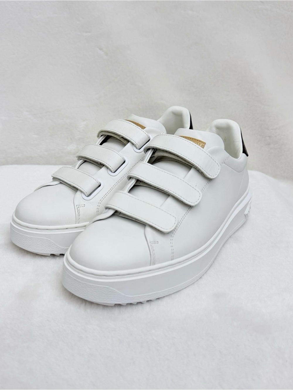 Louis Vuitton White Leather Velcro Platform Sneakers